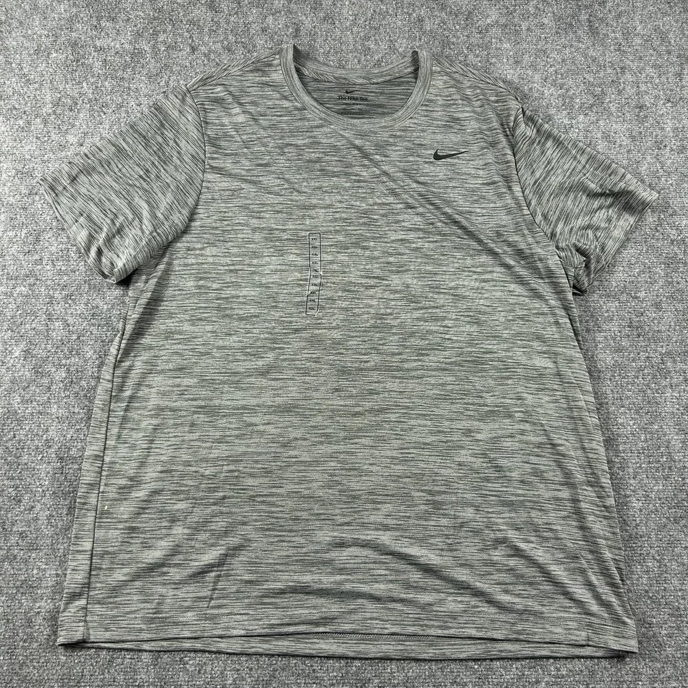 Nike Dri-FIT Shirt Mens‎ 2XL Gray Stripe Short Sleeve Athletic Training Tee Top